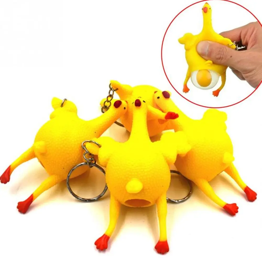 

Crowded New Hens Pranks Spoof Gadgets Novelty Tricky Keychain Funny Vent Toys Chickens Lay Eggs