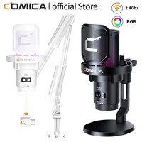 COMICA Uni Pro Wireless USB Gaming Microphone for PC Laptop Smartphone Noise Cancellation Condenser Mic with RGB Lights