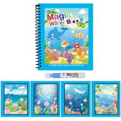 Reusable Magic Water Drawing Book with Refillable Pen - Mess - Free Educational Painting Pad (5)