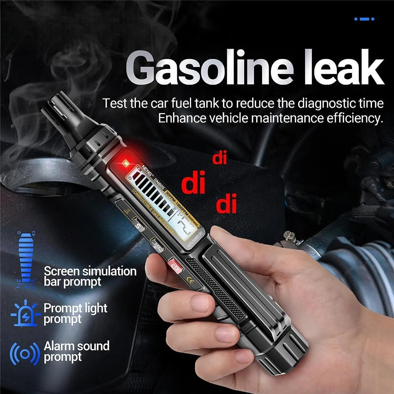 Gas Leak Detectors with Audible and Visual Alarm Compact Auto Off Gas Tester