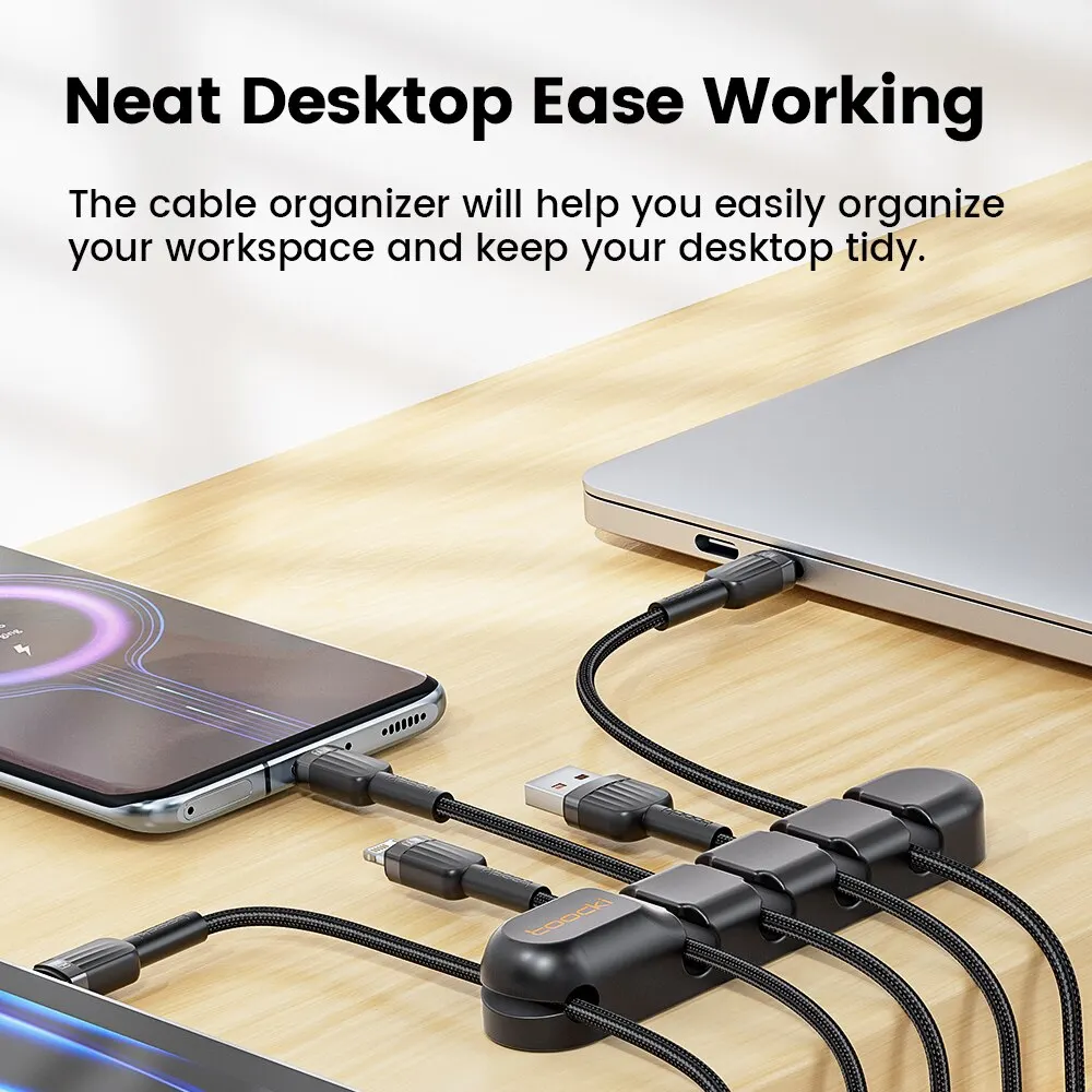 Cable Organizer Toocki Cable Wire Cord Management 7 Hole Holder USB Desktop Winder Clip Flexible Mouse Keyboard USB Type C Cable