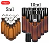 10Pcs 5/10ml Empty Brown Roll On Glass Bottles Roller Ball For Perfume Essential Oil Liquid Substances 1