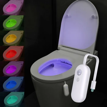 Smart Motion Sensor Toilet Light, USB Rechargeable LED RGB Night Light for Bathroom