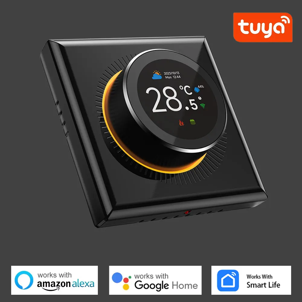 เทอร์โมสตัทอัจฉริยะแบบหมุน TUYA WiFi สำหรับทำความร้อนพื้น น้ำ แก๊ส หม้อต้มน้ำ ควบคุมอุณหภูมิในบ้าน ห้องพัก ตั้งโปรแกรมได้ ใช้งานร่วมกับ Alexa และ Google Home 1