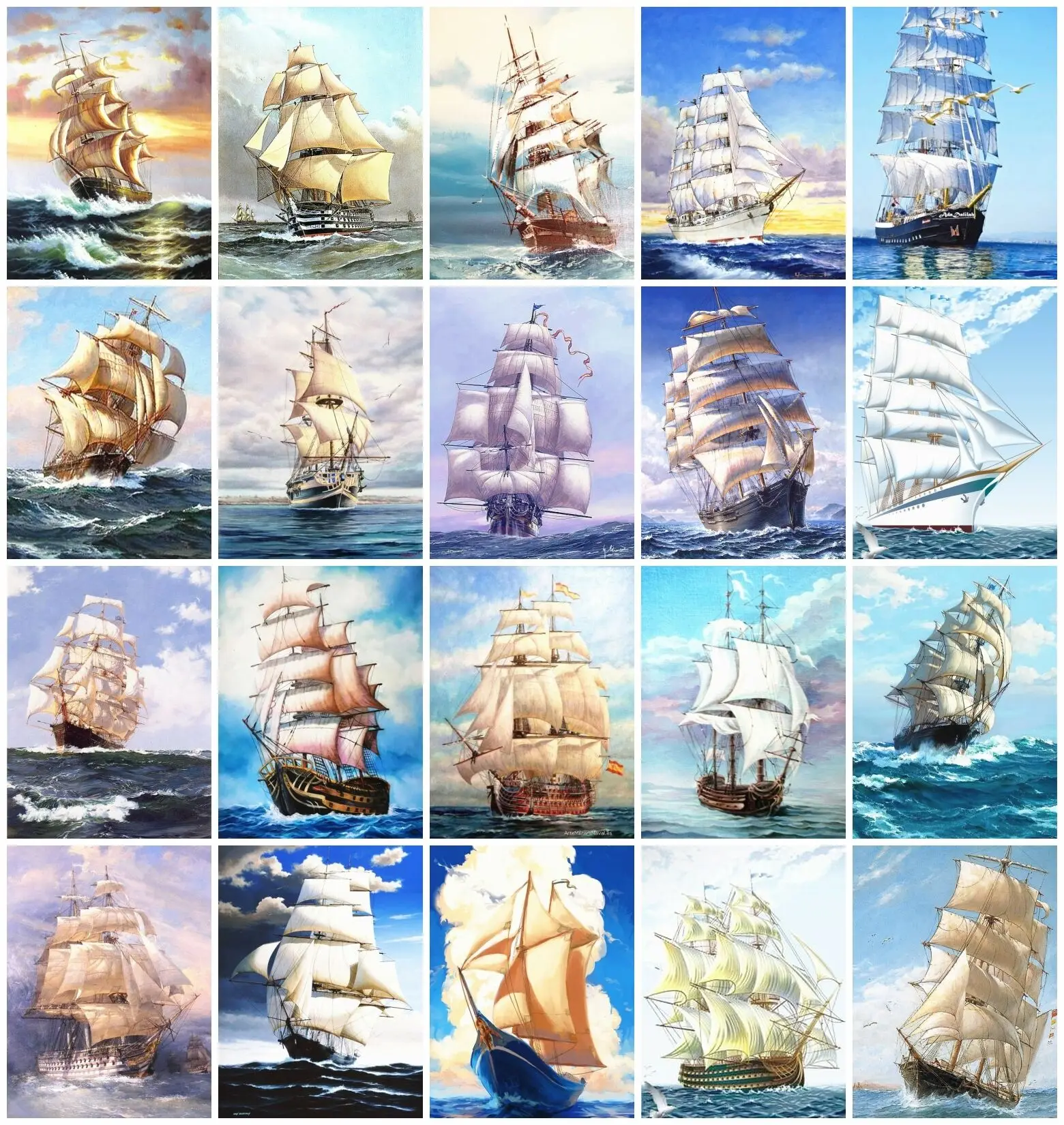 AZQSD Diamond Embroidery Sailboat Landscape Sea Painting City Mosaic Home Decor Needlework Full Kits 5d Diy Gift Art