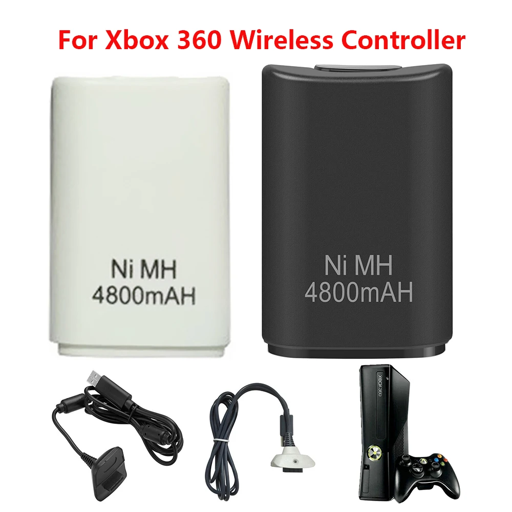 Pacco Batteria Ricaricabile Da 2 Pezzi 4800Mah Per Controller Wireless Xbox 360 Con Dock Per Cavo Di Ricarica Per Controller Wireless Xbox 360