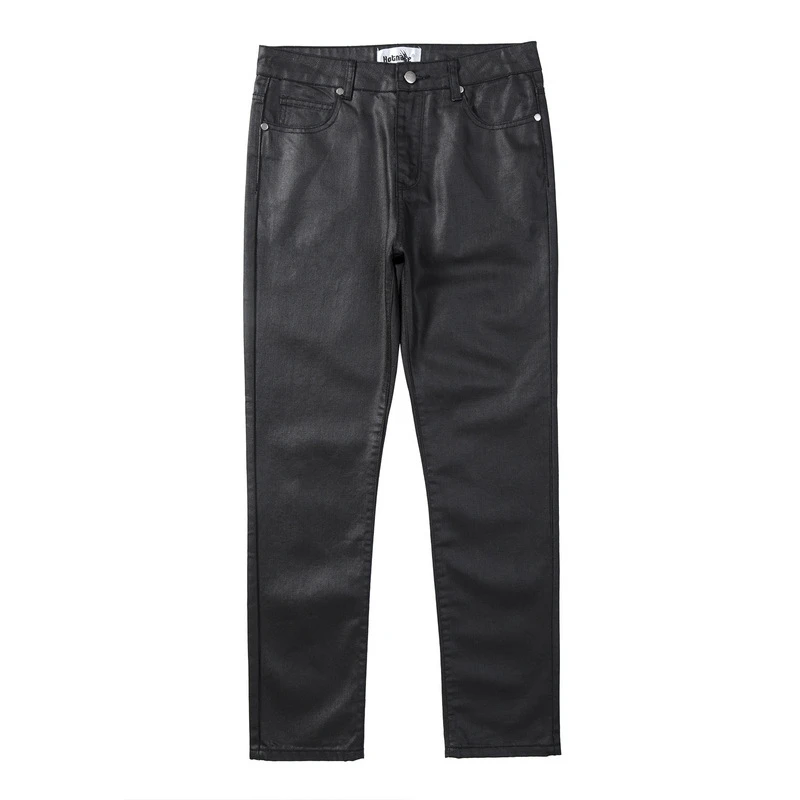 Firmranch New Black Oil Wax Jeans For Men/Women Punk