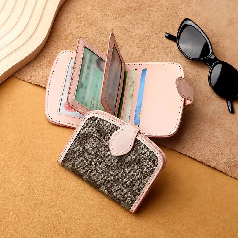 

Monogram Short Wallet Fashion Simple PVC Leather Small Purse Ladies Card Bag For Women Clutch Bag Female Purse Money Clip Wallet