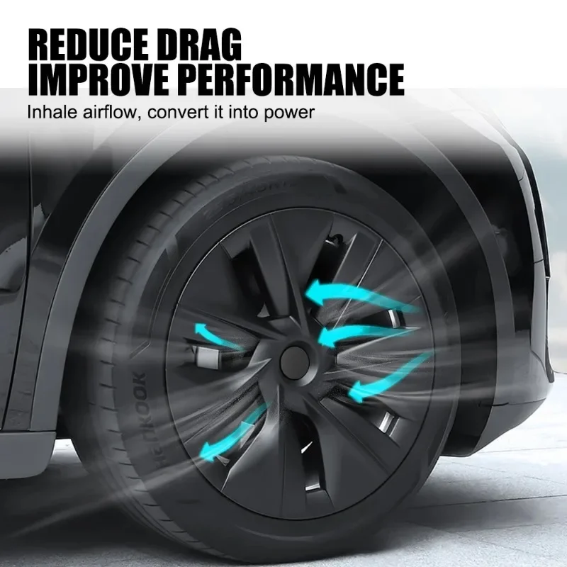 Car Wheel Hub Cap 19 Inch Full Cover Hubcap Carbon Fiber Decorative Full Rim Cover Accessories for Tesla Model Y