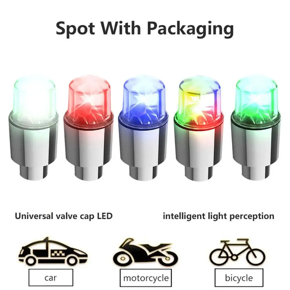 2PCS Colorful LED Wheel Light Valve Caps