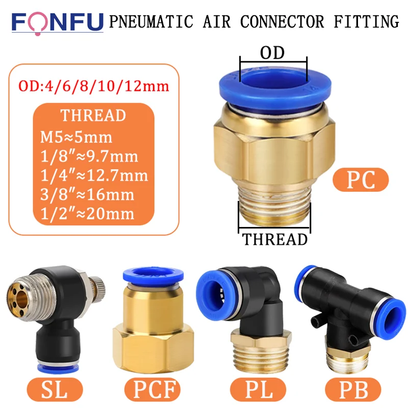 Encaixes de Mangueira Reta Tubulação Pneumática Air Fitting Conectores Rápidos pl pb pc Pcf sl Rosca 20 Pcs 50 Pcs Milímetros Milímetros Milímetros