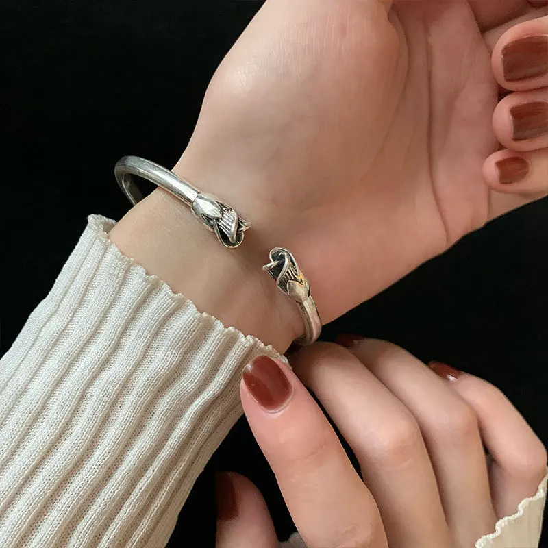 Eleganter Armreif mit Rosenblüten-Motiv aus 925er Sterlingsilber für Damen, origineller Schmuck für Frauen, heiß begehrte Geschenke, verblasst nie, günstig. – Detail 3