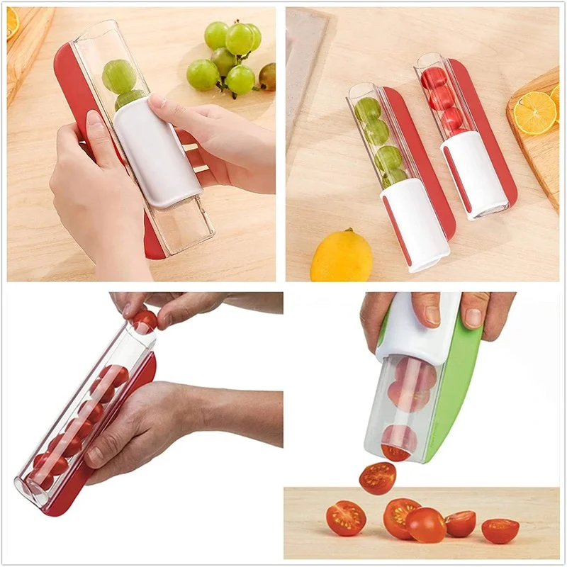 Hot Kitchen Zip Swipe Cutter Cherry Tomato and Grape Slicer