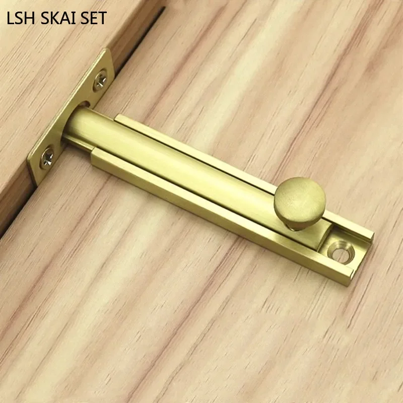 Barn Door Security Locks Brass Material Door Latch Lock Solid Sliding Bolts Window Latch Home Garden Gate Hardware Hasp 1PC door latch