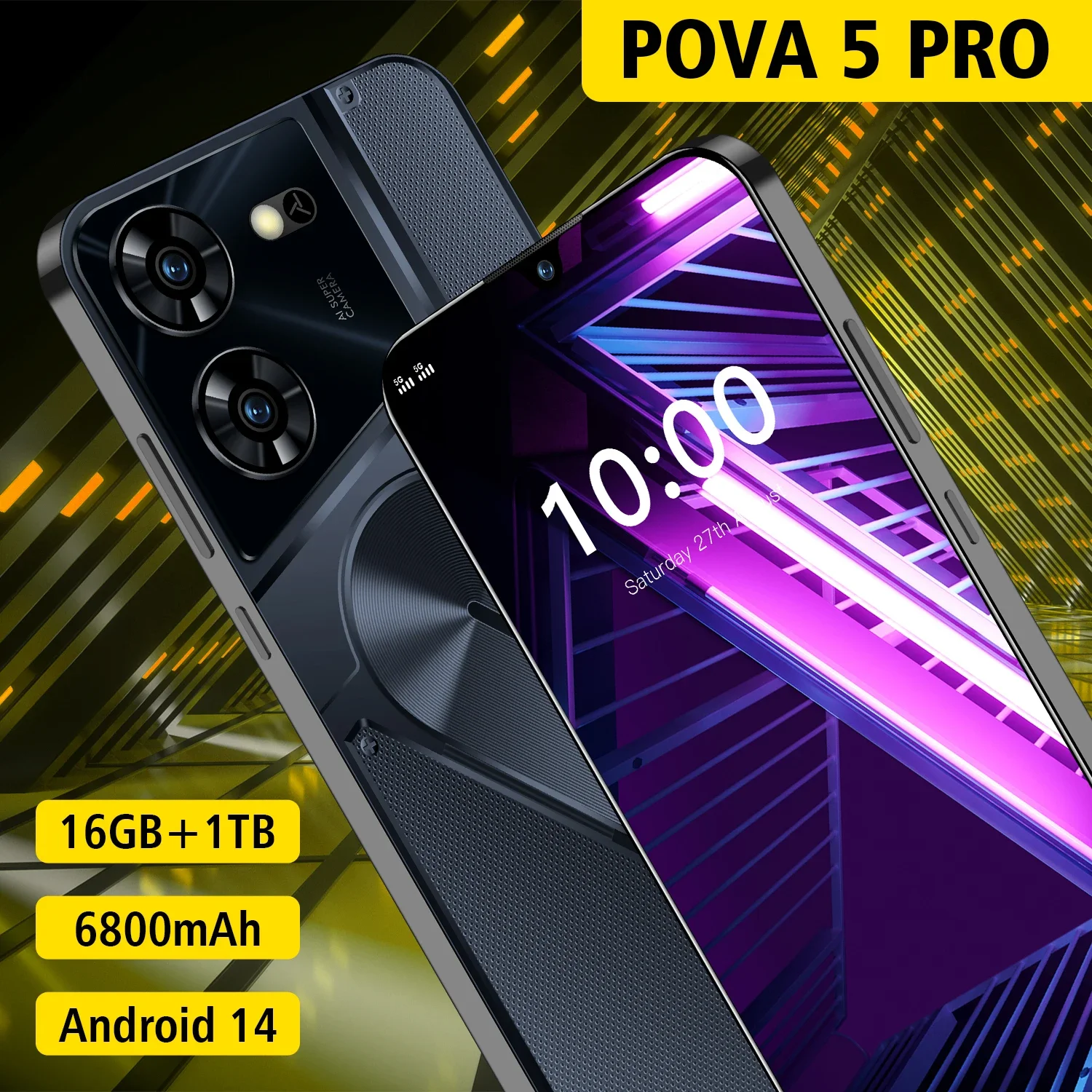 

Смартфон Pova 5 Pro, 9300 дюйма, 16 ГБ + 1 ТБ, 6800 мАч, 50 + 108 МП