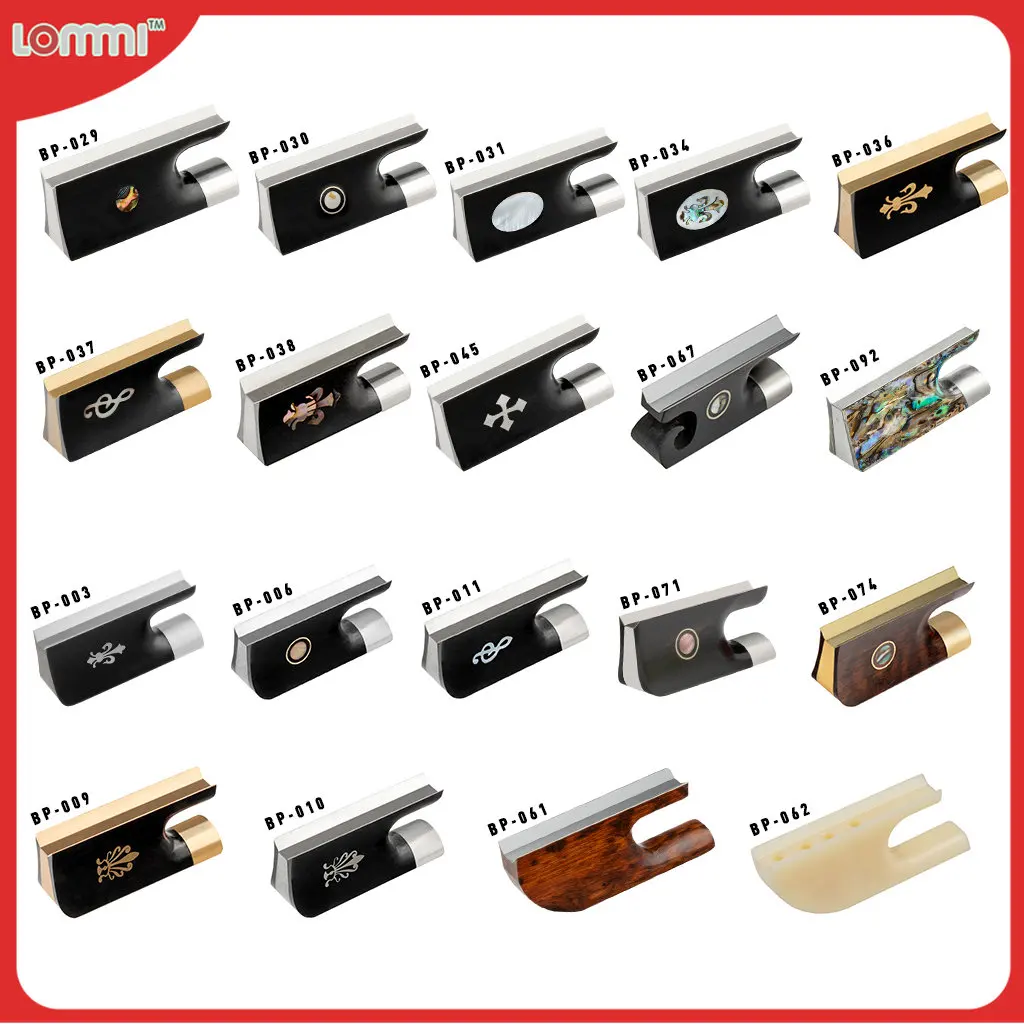LOMMI 4/4 Violin/Cello Bow Frog And Button Nick-Silver/Golden-plated Mounted Ebony/Snakewood/Abalone/Ivory Like DIY Luthier