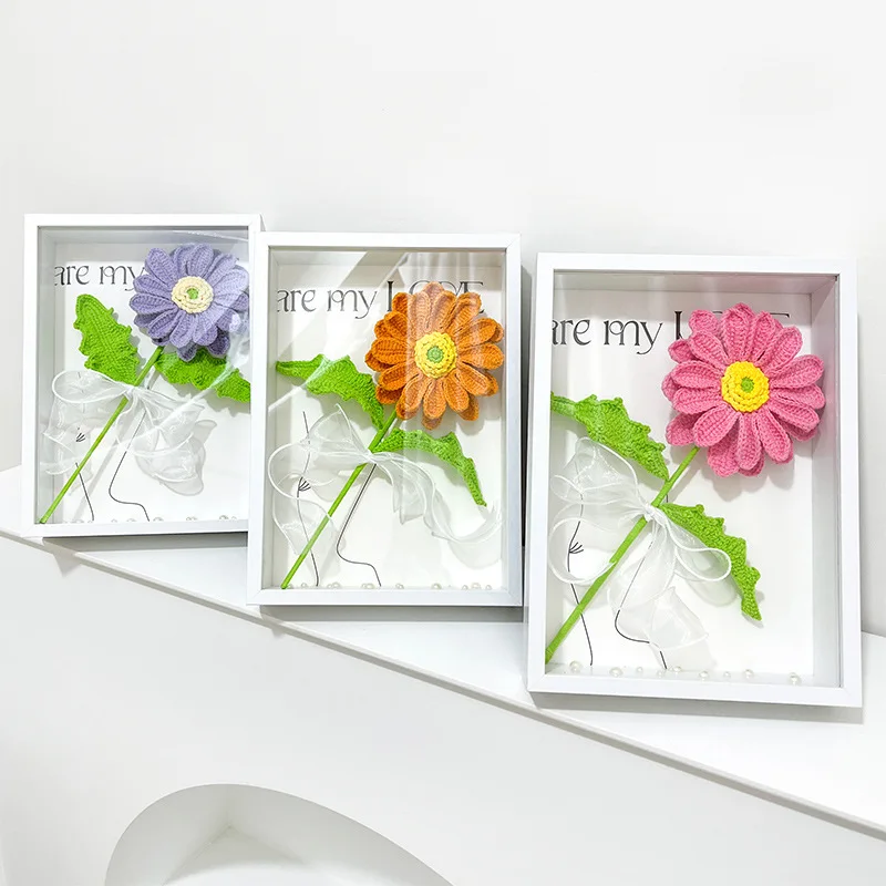 wool-crochet-handmade-flowers-gerbera-diffuser-photo-frame-finished-bouquet-gift-furniture-ornaments-for-relatives-and-friends