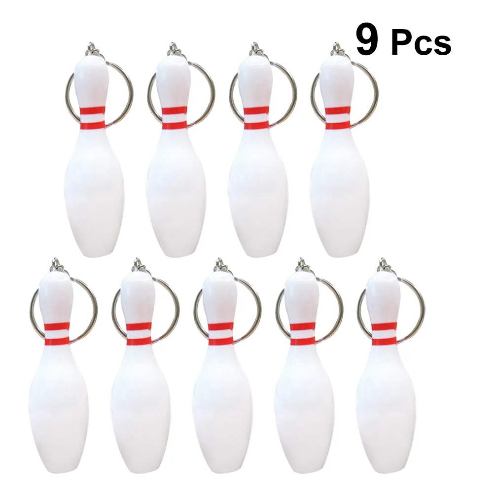 Bowling Pin Keychain Key Chain Bowling Charm Key Ring Ornaments for Sports Lovers Handbag Pendant Party Favors 9pcs