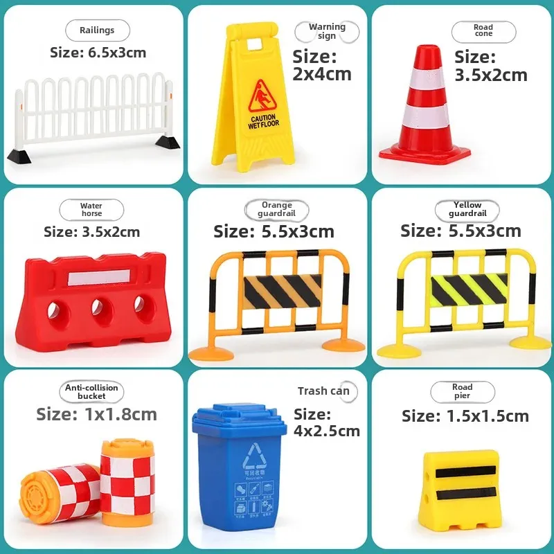 Miniature Model Parking Lot Simulation Cognitive Toys for Children Road Traffic Barrier Props Educational Building Blocks