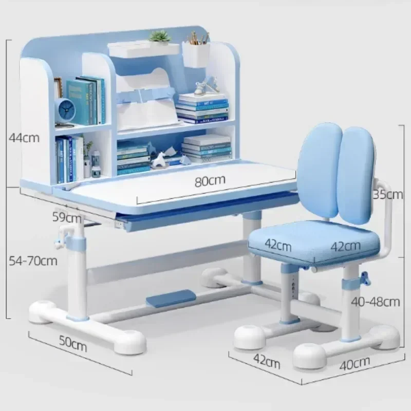 Children Desk and Chair Set Ergonomic Kids School Writing Lift Table with Drawers Height Adjustable Table Children Furniture U