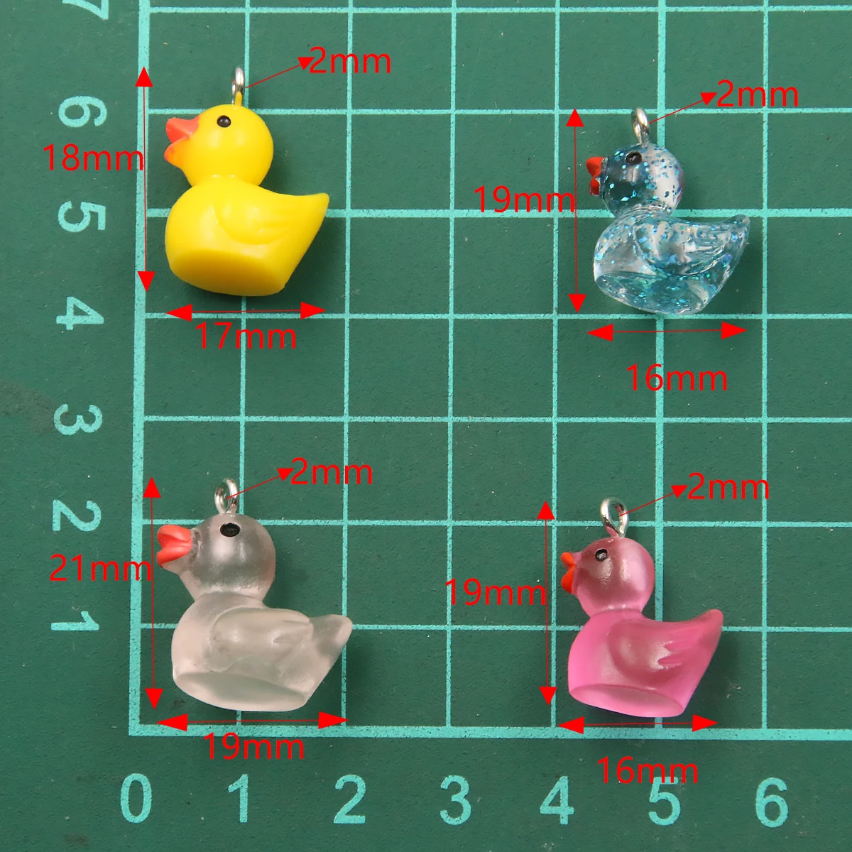 Cute Duck Resin Earring and Pendant Charms - 10 Piece Set