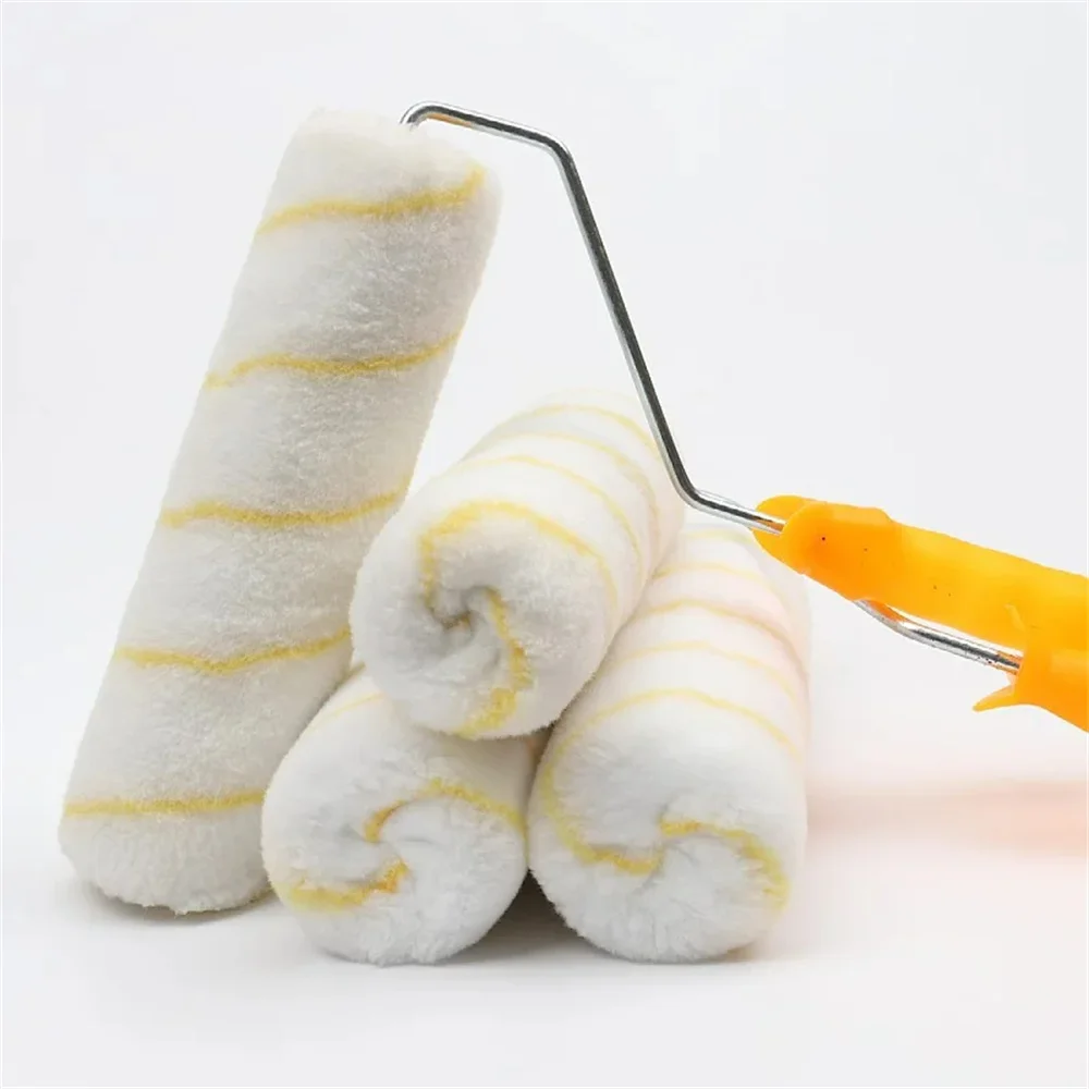 11pcs 페인트 롤러 키트 벽 페인팅 도구 롤러 브래킷 플라스틱 손잡이가있는 휴대용 마이크로 화이버 롤러 낮은 높이의 롤러 전문 도구