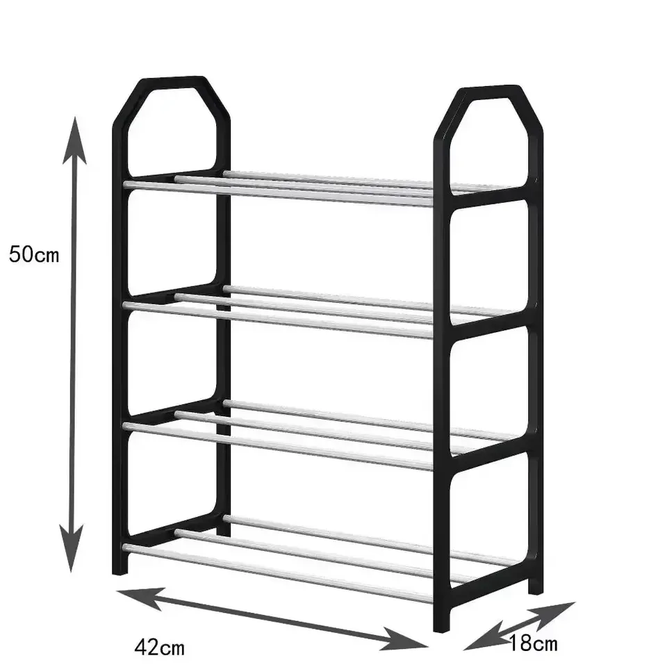 Simple Shoe Rack 4-Tier Assembled Shoe Stand Trapezoidal Home Shoes Organizer Holder For Living Room Portable Space Saving Shelf