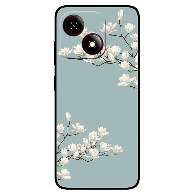 Black TPU Silicone Phone Case with Lovely Soft Painted Design