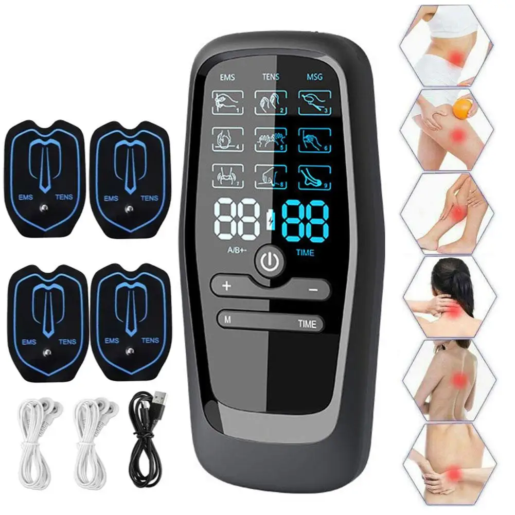 

9 Modes EMS TENS Muscle Stimulator Machine Pulse Massager Therapy Pain Relief Low Frequency Pulse Body Relaxing Massage