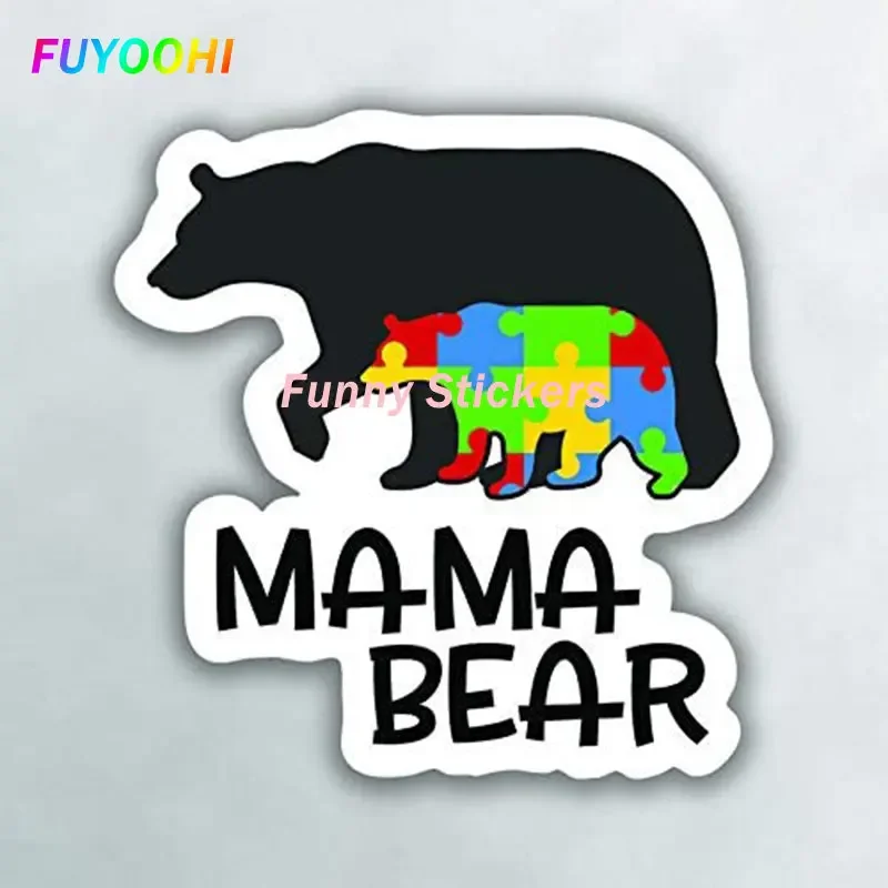 FUYOOHI Funny Stickers Car Sticker  for Autism Mama Bear Vinyl Decal Car Truck Window Laptop Motorcycle Helmet Trunk Decals computer brush soft crevice cleaning brushes 5 in 1 bendable head brush tool for blue tooth laptop window brush golf club groove