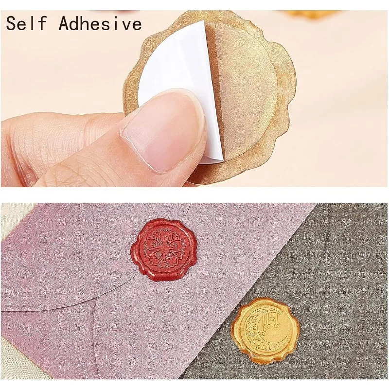 50Pcs Light Pink Flowers Wax Seal Stickers Wedding Invitations Envelope Vintage Sealing Label Self Adhesive for Gift Wrapping