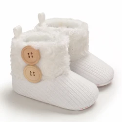 Cozy Baby Fuzzy Ball Boots - Autumn/Winter Warm Toddler Shoes - 7-12 Months (C-647white)