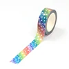 1PC. 10M Deco Silver Foil Rainbow Stars Washi Tape for Planner Scrapbooking Adhesive Stickers Masking Tape Cute Kawaii Papeleria 1