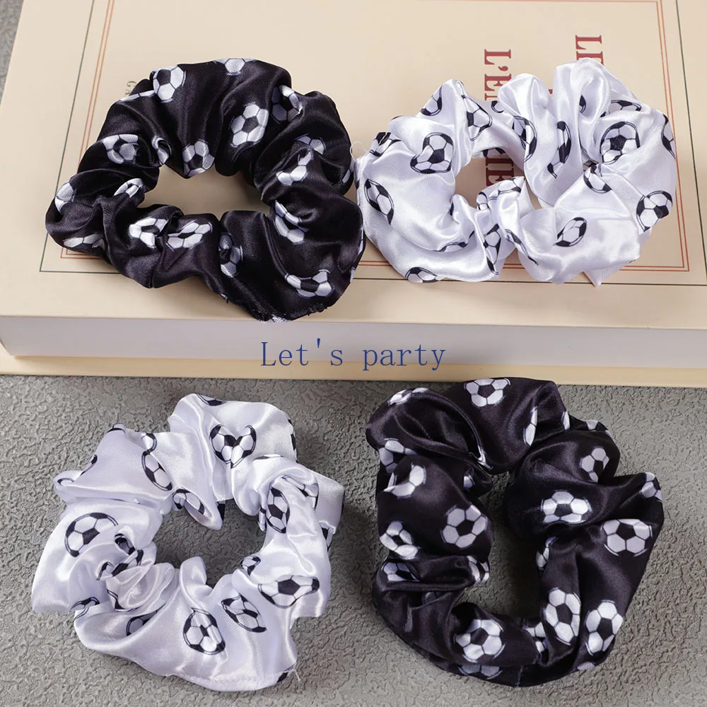 6Pcs Sports Football Satin Hair Ties Hair Band for Kids Girl Soccer Theme Birthday Party Favors Gifts Toy Gift Filler Party Toys