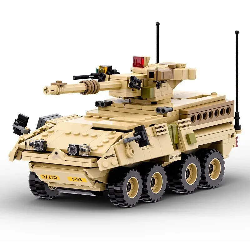 World War Ii Ww2 Classic Model Us M1128 Veicolo Blindato Con Ruote Raccogli Ornamenti Building Blocks Mattoni Giocattoli Regali