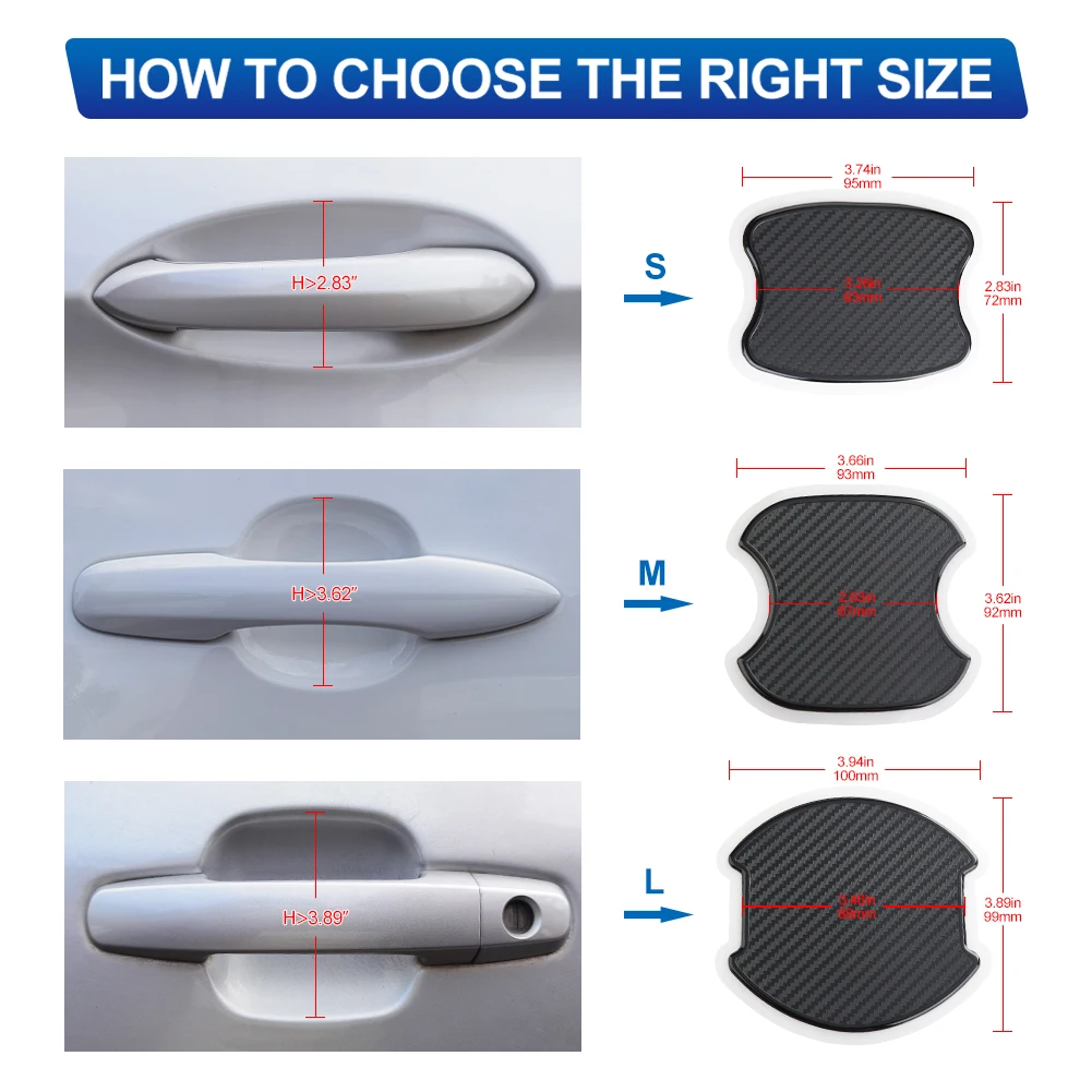 Door Handle Cup Scratch Protector Traceless TPU Carbon Fiber Textured Door Bowl 3D Sticker Universal Door Handle Paint Cover