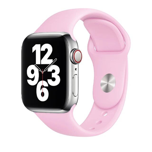 Silicone Strap For Apple Watch Band 44mm 41mm 45mm 40mm 38mm Smart Watch Sports Rubber Bracelet iWatch 6  Serie 7 SE Watchband Si Pink Sand