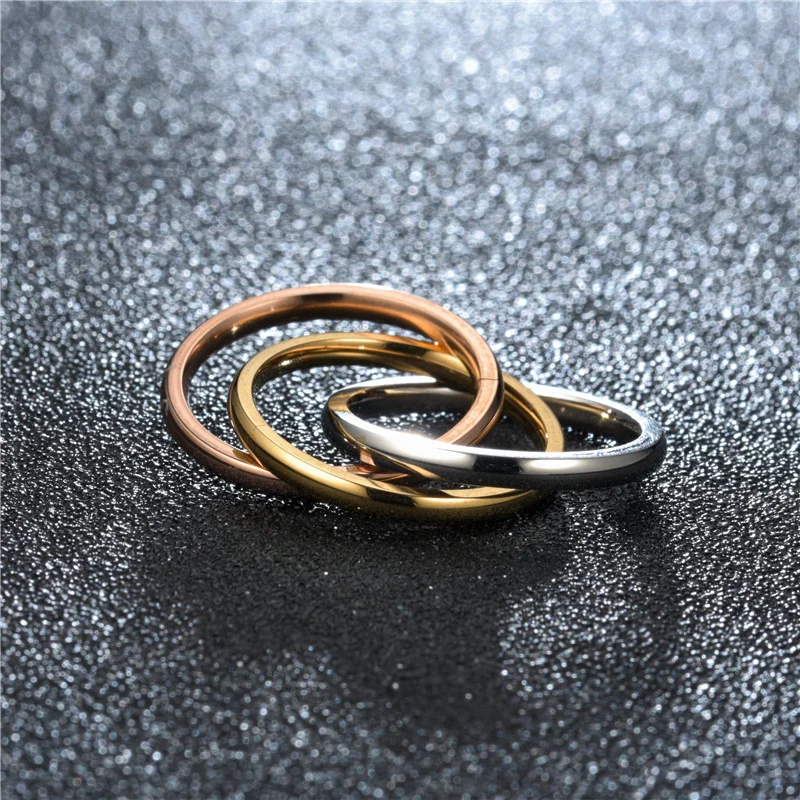 Classic Triple Ring Interlocked Rings for Couples Wedding Jewelry Fashion Three In One Sets Stainless Steel Ring Wedding Rings Couple Rings Stainless Steel Rings