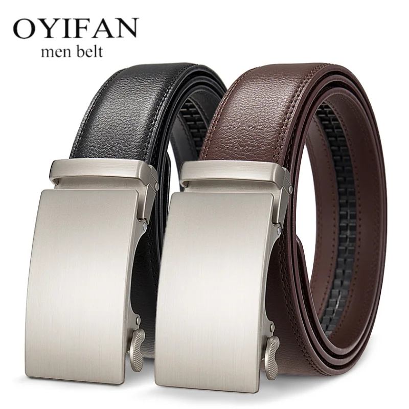 3,5 cm High-End Hübscher Metalllegierung Automatische Schnalle Gürtel Herren Echtes Leder Bund Mode Business Schwarz Braun Gürtel