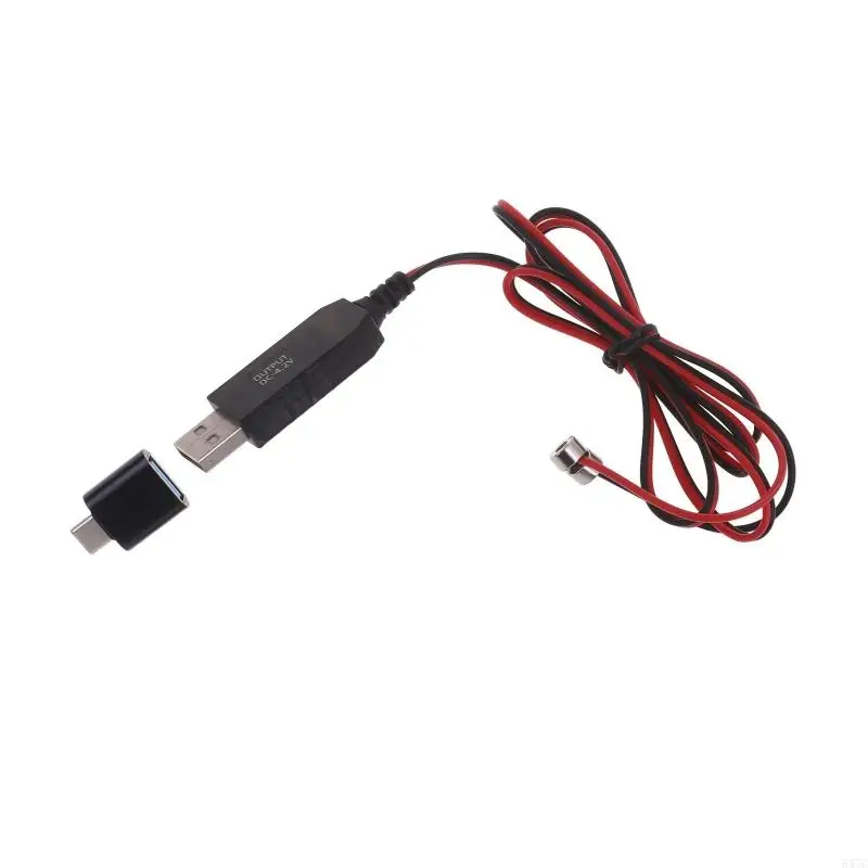 587C Rechargeable Battery Cord with Type-C Adapter for 3.7V 26650/18650/18500