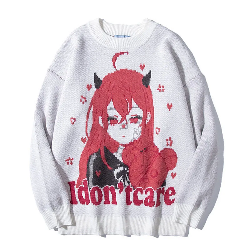 Anime Knitted Sweaters | Harajuku Pullover | Knitwear Pullover | Y2k  Pullover Men - Knitted - Aliexpress