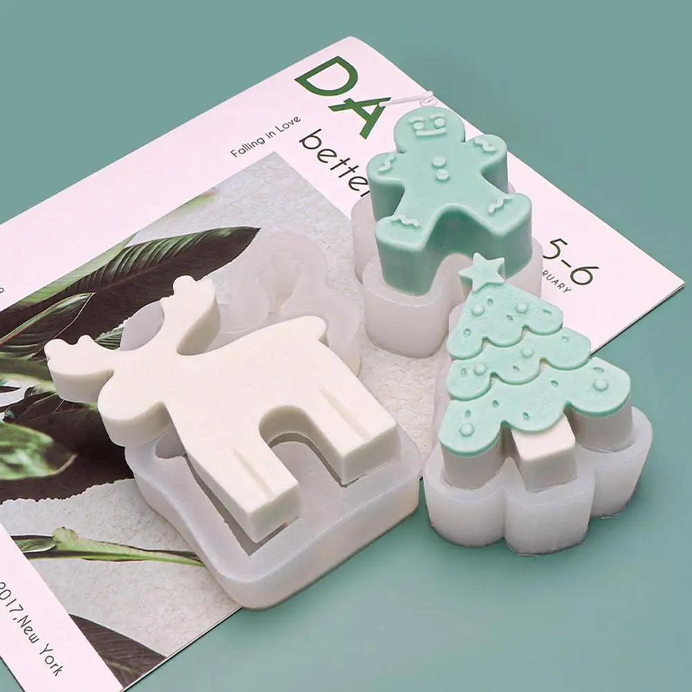 Description Picture 3 of itemReindeer Silicone Candle Molds Christmas Tree Gingerbread Man Scented Candle Making Supplies DIY Soaps Mould Home Decor