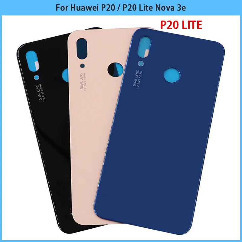 

10PCS New For Huawei P20 EML-L09 EML-L29 Battery Back Cover Rear Door P20 Lite Nova 3e Glass Panel Housing Case Glass Replace