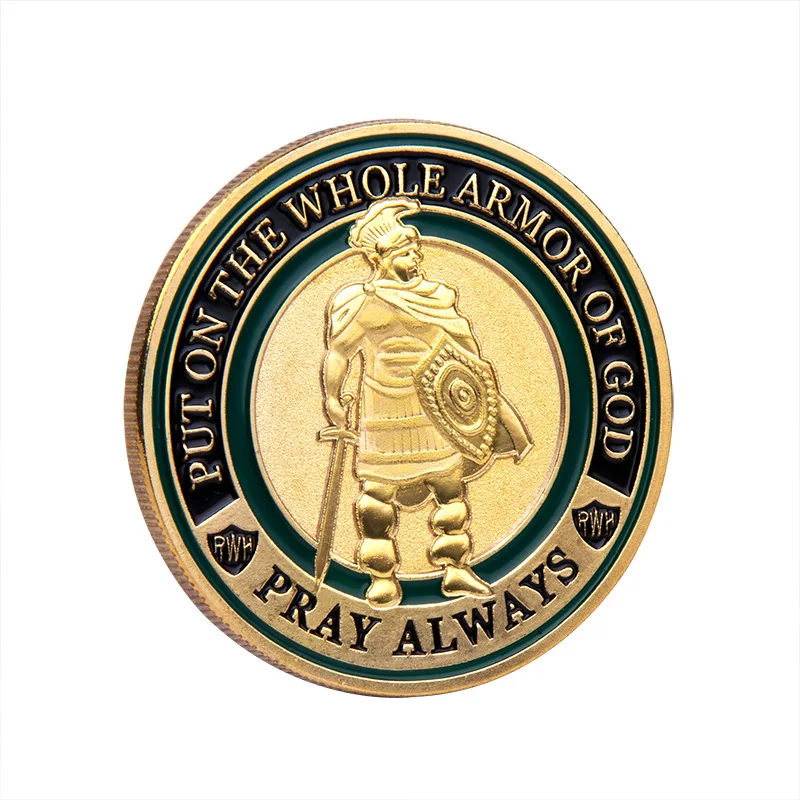 Christianity Souvenir Put on The Whole Armor of God Ephesians Coin Gold Plated Commemorative Coin Pray Always Collection - Image 5
