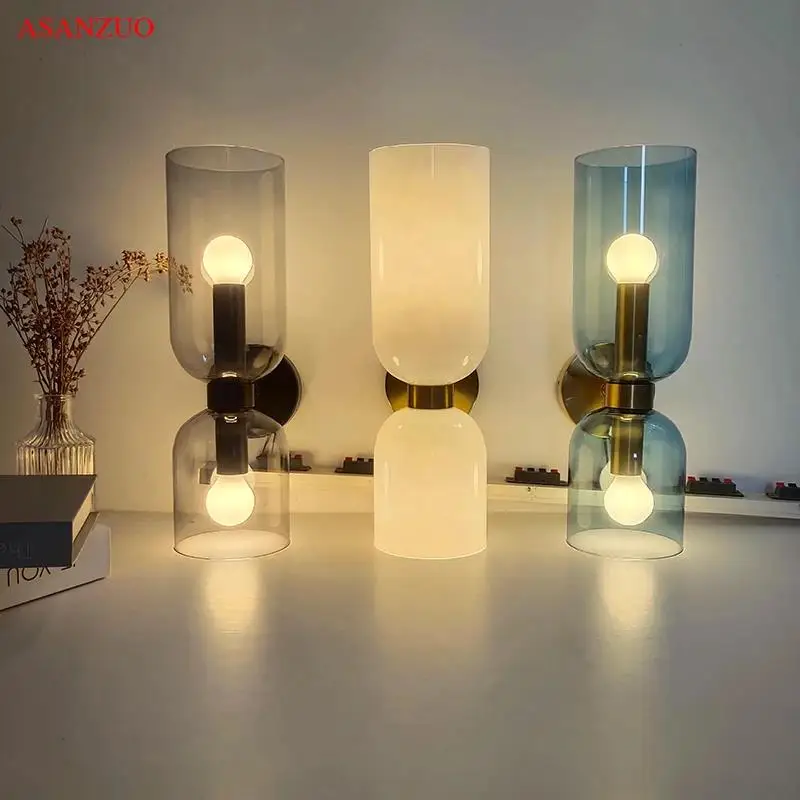 

Nordic Glass LED Wall Lamps Bedroom Bedside Lamp Living Room Background Corridor Foyer Creative Wall sconce Light Fixture