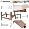 ALPHA HOME Bar Stools Set of 2, Solid Wood Saddle Kitchen Stools with Beige Linen Fabric Cushion Counter Height Barstools 5