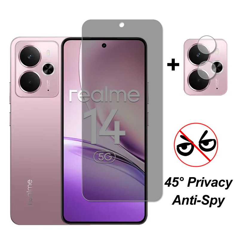 Privacy Tempered Glass Screen Protector with Camera Lens Film
