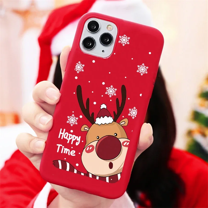 Festive Cartoon Christmas Silicone Shockproof Phone Case - New Year Gift Edition