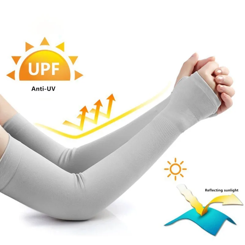 

WOSWEIR Ice Fabric Arm Sleeves UV Protection Mangas Warmers Summer Sports Running Cycling Driving Reflective Sunscreen