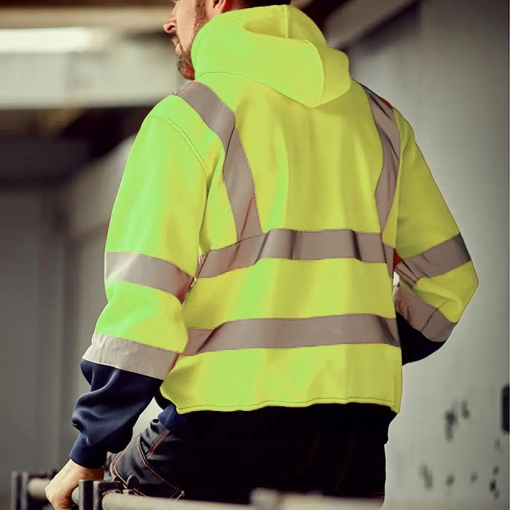 Zippered Hoodie Construction Worker Coat for Night Shift Workers 360 Degree for Running